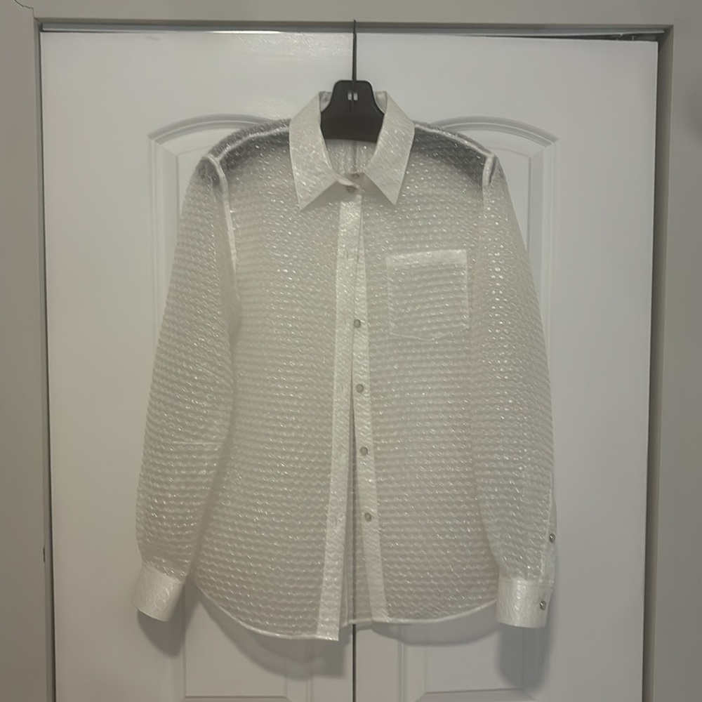 Helmut Lang White bubble wrap shirt